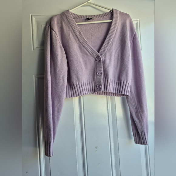 H&M Lilac Purple Cropped Cardigan Sweater - Picture 2 of 6